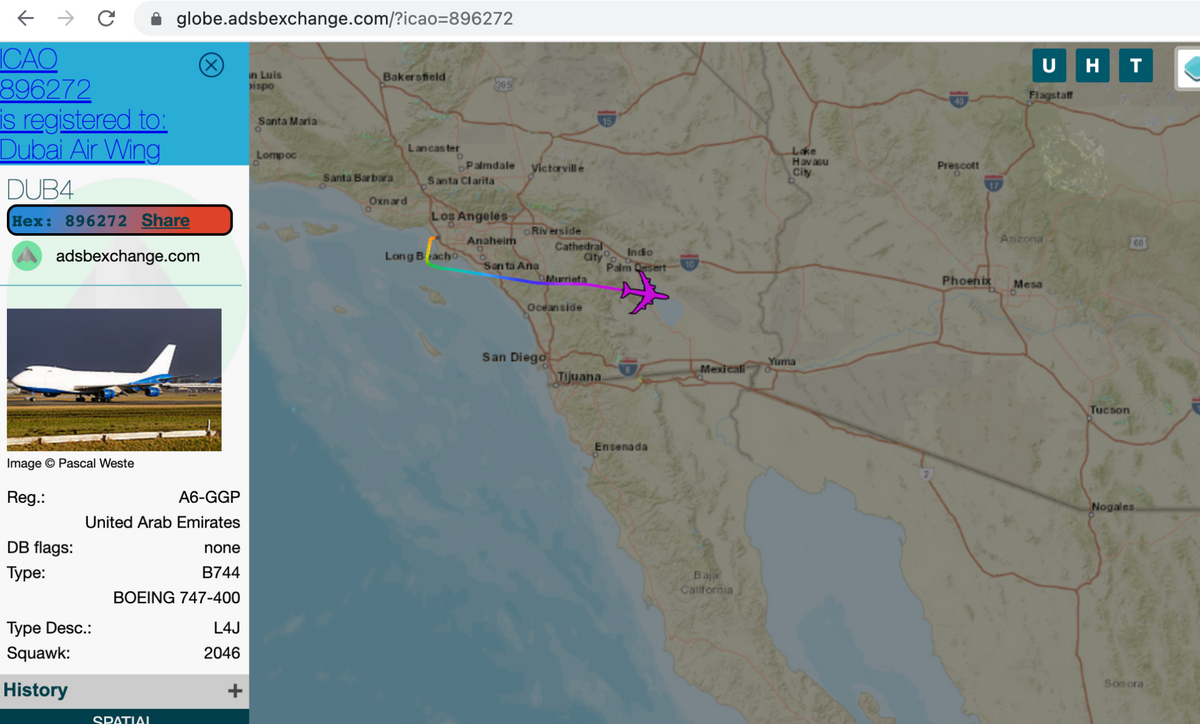Dubai Air Wing airborne over US after trip in SoCal